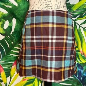NWT $54 Urban Outfitters Juniors Small Academia Red Teal Plaid Mini Preppy Skirt